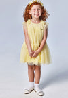 Mayoral Girls Frilled Tulle Dress, Lemon Yellow