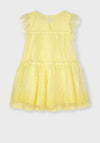 Mayoral Girls Frilled Tulle Dress, Lemon Yellow