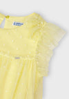 Mayoral Girls Frilled Tulle Dress, Lemon Yellow