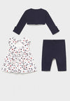 Mayoral Baby Girls Mouse Print Three Piece Set, Navy & White