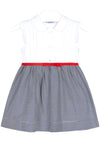Mayoral Girls Combined Striped Dress, Navy