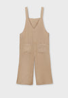 Mayoral Girls Cropped Leg Dungarees, Beige