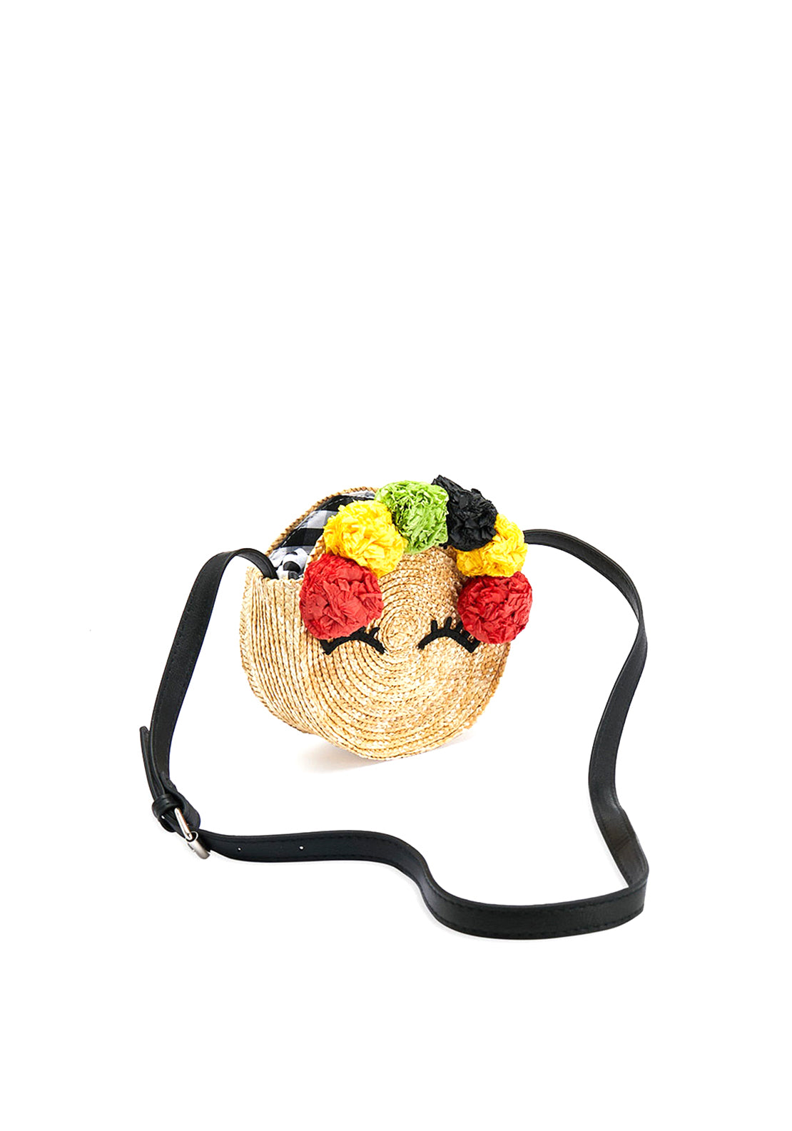 Mayoral Girls Straw Floral Handbag, Black
