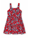 Mayoral Girls Flower Print Strap Dress, Red