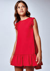 Mayoral Girls Frill Sleeve Dress, Red