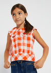 Mayoral Girls Gingham Blouse, Orange