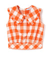 Mayoral Girls Gingham Blouse, Orange