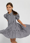 Mayoral Girl Gingham Collar Dress, Black/White