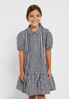 Mayoral Girl Gingham Collar Dress, Black/White