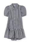 Mayoral Girl Gingham Collar Dress, Black/White