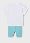 Mayoral Baby Girl Cat Top and Legging Set, White and Aqua