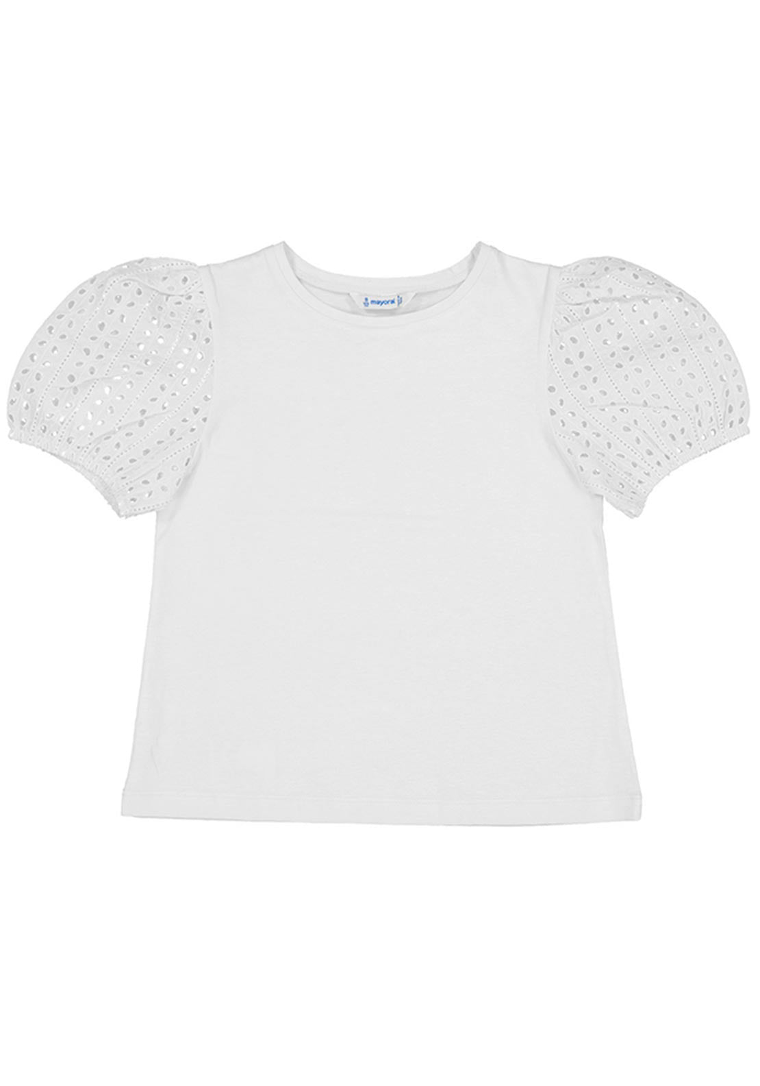Mayoral Older Girl Pattern Sleeve T-Shirt, White