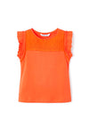 Mayoral Girl Frill Sleeveless Top, Orange