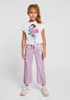 Mayoral Kid Girl Straight Twill Cropped Trousers, Lilac