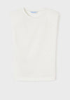 Mayoral Girl Padded Shoulder Vest, Off White