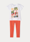 Mayoral Girls Palm Tree T-Shirt and Legging Set, Naranja