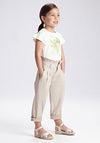 Mayoral Girls Slouchy High Waisted Trousers, Beige
