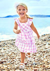 Mayoral Girls Chequered Dress, Pink & White