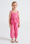 Mayoral Girls Chequered Dungarees, Pink