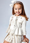Mayoral Girls Stud Trim Denim Jacket, Off White