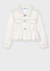 Mayoral Girls Stud Trim Denim Jacket, Off White
