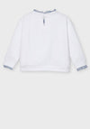 Mayoral Girls Stripe Trim Printed Sweatshirt, White