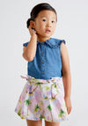 Mayoral Kid Girl Patterned Short With Bow, Pink Multi