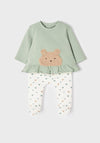 Mayoral Baby Girl 2 Piece Set, Green and Cream