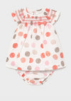 Mayoral Baby Girls Linen Polka Dot Dress, White