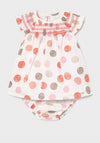 Mayoral Baby Girls Linen Polka Dot Dress, White