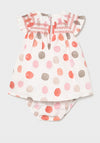 Mayoral Baby Girls Linen Polka Dot Dress, White