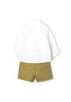 Mayoral Baby Boy Shirt and Short Set, Cream and Khaki