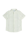 Mayoral Boy Stripe Short Sleeve Shirt, Lime Green
