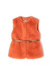 Mayoral Girl Faux Fur Gilet with Belt, Orange
