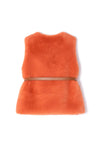 Mayoral Girl Faux Fur Gilet with Belt, Orange