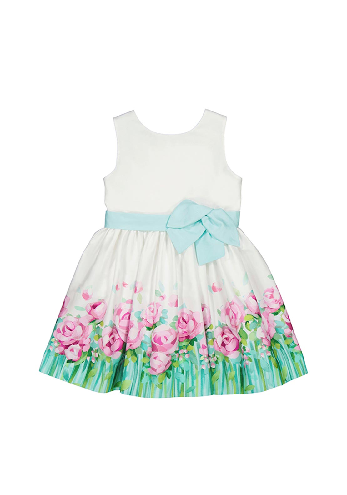 Mayoral Girl Sleeveless Floral Dress, Aqua Multi