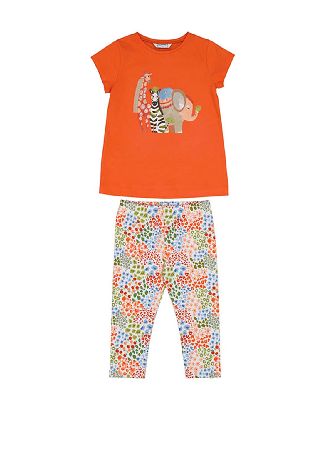 Mayoral Girl Animal Top and Legging Set, Orange