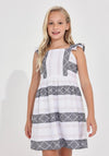 Mayoral Older Girl Jacquard Frill Sleeve Dress, White