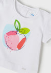 Mayoral Baby Girl Apple Top and Short Set, White/Blue