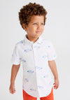 Mayoral Boys Fish Shirt, White Multi