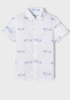 Mayoral Boys Fish Shirt, White Multi