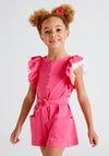 Mayoral Girls Ruffled Playsuit, Pink