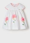 Mayoral Baby Girl Flower Dress, White and Pink