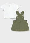Mayoral Baby Girls 2 Piece Dungaree Skirt and Top Set, Green