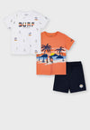 Mayoral Boys T-Shirt & Shorts Three Piece Set, Multi