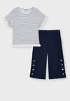Mayoral Girls Top & Trousers Set, Black & White