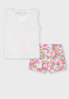 Mayoral Girls T-Shirt & Short Set, White & Pink