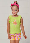 Mayoral Girls Flamingo Tee & Shorts Set, Lime