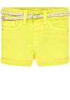 Mayoral Baby Girls Belted Denim Shorts, Yellow