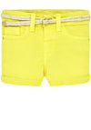 Mayoral Baby Girls Belted Denim Shorts, Yellow